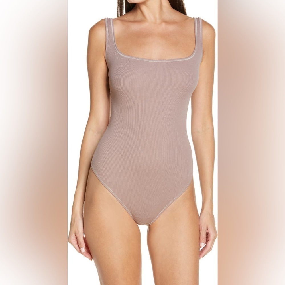 SKIMS COTTON RIB BODYSUIT/ UMBER